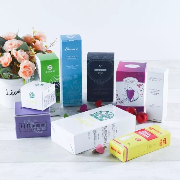 Scatole stampate a colori in cartone avorio Scatole di cartone bianche per cosmetici per la cura della pelle